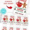 EDITABLE Christmas Teacher Gift Tags Printable for Cookies /Coffee "If you give a teacher a cookie he/she'll want coffee", Teacher Appreciation INSTANT DOWNLOAD Press Print Party
