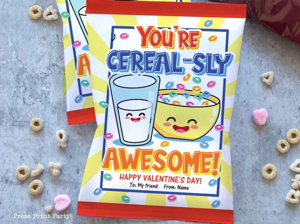 cereal bag wrap valentine you're cereal-sly awesome Press Print Party