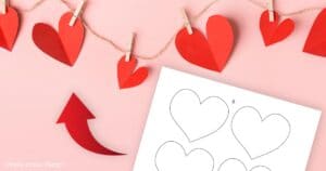 Heart garland with Heart Template Free Printable Cut Outs for Fun Valentine's Day Crafts (PDF & SVG) Press Print Party.