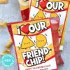 Valentine Chip Bag Tag Printable, Kids Valentines Cards for School Classroom, Personalize Names, I
