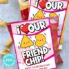 Valentine Chip Bag Tag Printable Pink, Kids Valentines Cards for School Classroom, Personalize Names, I