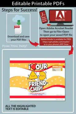 Valentine Chip Bag Wrap Printable Template, Kids Valentines Cards, EDITABLE Names, I