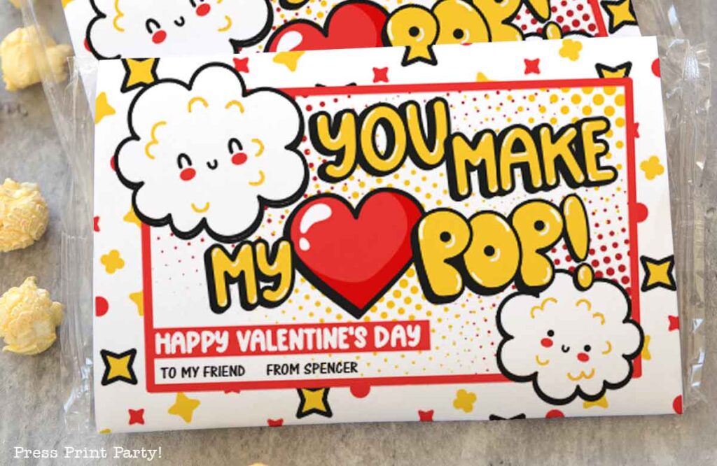 popcorn valentine wrap you make my heart pop happy valentine's day press print party