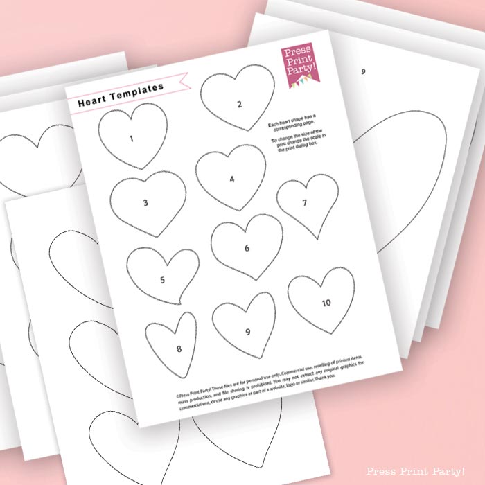 10 Heart Template Free Printable Cut Outs for Fun Valentine's Day Crafts (PDF & SVG) Press Print Party