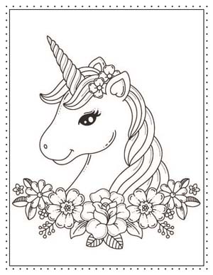 free printable coloring pages unicorn - unicorn head with flowers - Press Print Party!
