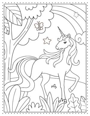 free printable coloring pages unicorn - unicorn walking in forest - Press Print Party!