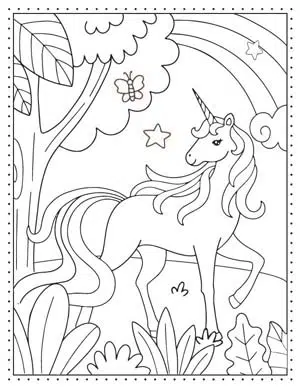 free printable coloring pages unicorn - unicorn walking in forest - Press Print Party!