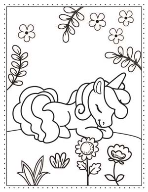 free printable coloring pages unicorn - sleeping unicorn in meadow - Press Print Party!