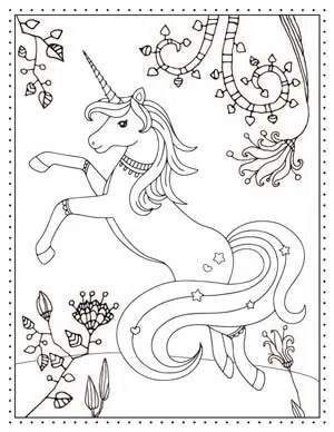 free printable coloring pages unicorn - jumping unicorn- Press Print Party!