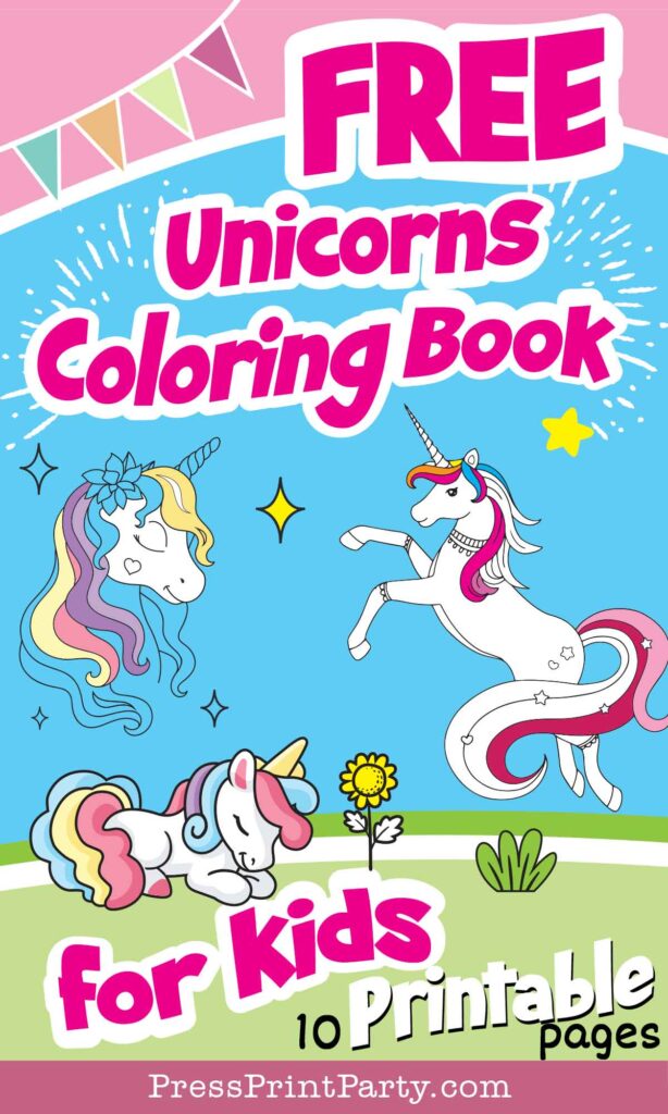 free printable coloring pages unicorn - unicorns coloring book for kids 10 printable pages - Press Print Party!