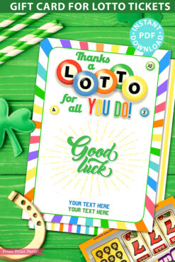 Lottery Ticket Holder, Thanks a Lotto For All You Do Card Printable, 2 lines of Editable text, Lotto Printable Card, Bingo, INSTANT DOWNLOAD Press Print Party