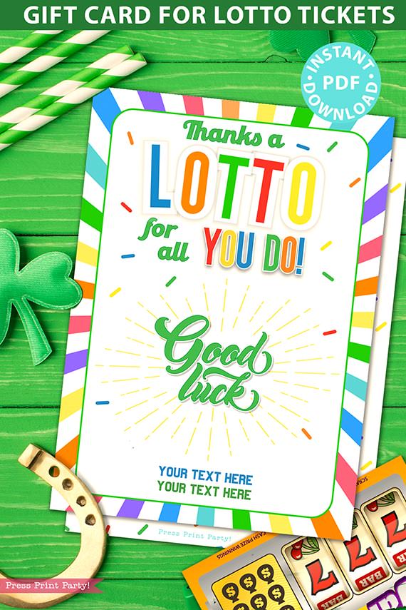 Lottery Ticket Holder Printable Card, Rainbow - Press Print Party!