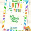 Lottery Ticket Holder, Thanks a Lotto For All You Do Card Printable, Editable text, Lotto Printable Card, Rainbow, INSTANT DOWNLOAD Press Print Party