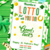 Lottery Ticket Holder, St Patrick's Day, Thanks a Lotto For All You Do Card Printable, Editable text, Lotto Printable Card, INSTANT DOWNLOAD Press Print Party