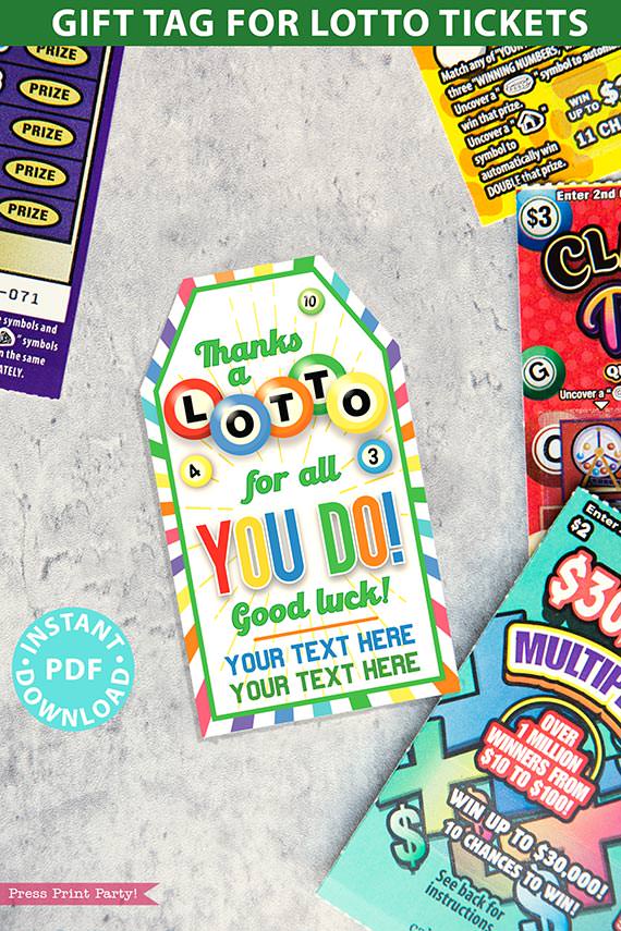 Thanks a Lotto Scratch off Lottery Game Gift Tag Printable