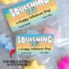 Squishy Valentine Cards and Bag Toppers Printable, Kids Valentines Cards, EDITABLE names, Squishing You, School Classroom, pastel, INSTANT DOWNLOAD