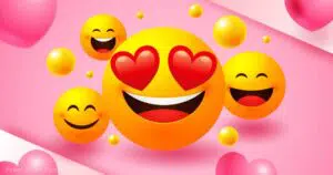 kid valentine jokes for kids - emoji with heart eyes smiling - Press Print party
