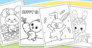 free Easter bunnies coloring book printable pages for kids- bunny rabbit coloring sheets- Press Print Party