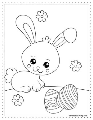 baby bunny with egg -free Easter bunnies coloring book printable pages for kids- bunny rabbit coloring sheets- Press Print Party