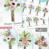 EDITABLE Easter Gift Tags Printable, Easter Basket Tag, Religious Happy Easter, Watercolor Crosses w. Flowers, 4 designs, INSTANT DOWNLOAD Press Print Party