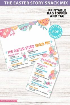 The Easter Story Snack Mix Printable Tag and Bag Topper, Easter Basket Filler for Kids, Easter Treats, Easter Gift, INSTANT DOWNLOAD whimsy Press Print Party