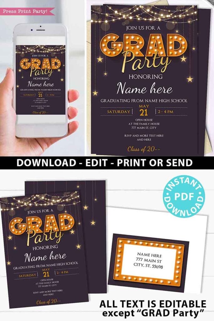 Graduation Party Invitation, Purple - Press Print Party!