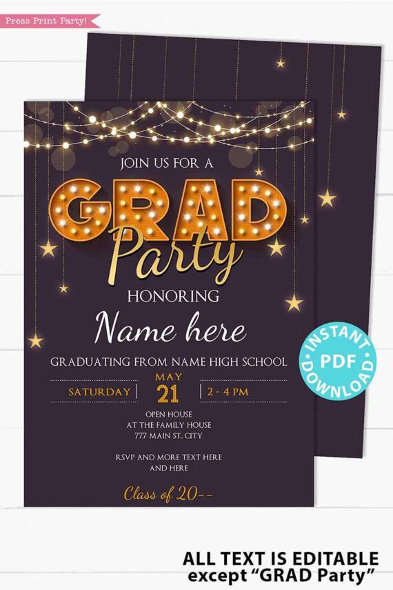 Roaring 20s Invitation and Decorations for Graduation, Great