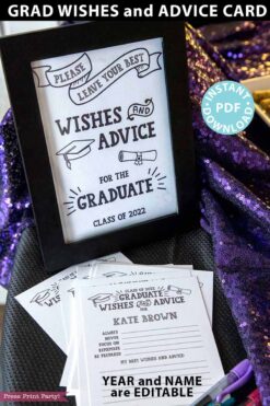 graduation wishes and advice cards and sign to be framed. Press Print Party