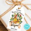 EDITABLE Teacher Appreciation Gift Tags Printable, Teacher Thank You Gift Tags, Flowers, Thanks for Helping me Bloom, INSTANT DOWNLOAD digital pdf Press Print Party