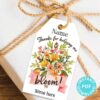 EDITABLE Teacher Appreciation Gift Tags Printable, Teacher Thank You Gift Tags, Flowers, Thanks for Helping me Bloom, INSTANT DOWNLOAD digital pdf Press Print Party