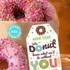 EDITABLE Thank You Gift Tags Donuts, School Teacher Nurse Bus Driver Staff Employee Appreciation Week, I Donut Know what I'd do without you INSTANT DOWNLOAD digital pdf