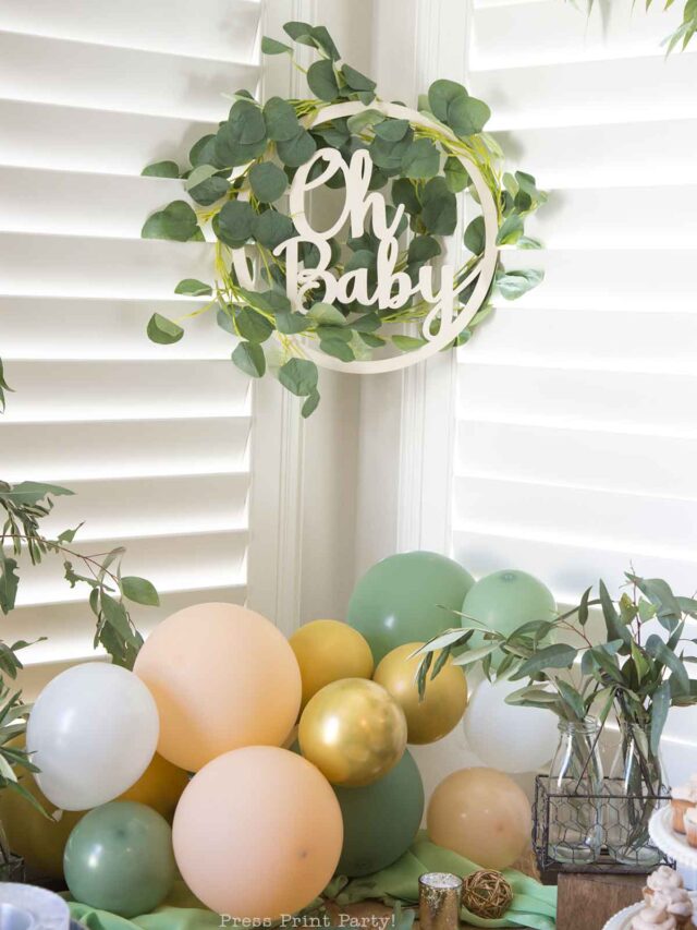 Easy Greenery Baby Shower Decor with Eucalyptus and Printables Press