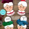 Christmas Hair Scrunchie Holder Printable, Mrs Claus Christmas Card, Stocking Stuffer, Classroom Gift for Girls, INSTANT DOWNLOAD press print party