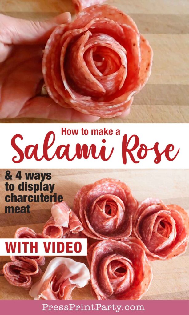 how to make a salami rose for your charcuterie board - Press Print Party