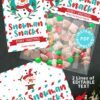 Snowman Snacks Christmas Treat Bag Toppers and Tag, Editable, Classroom Gift, Easy Holiday Gift, Christmas Snack Mix , INSTANT DOWNLOAD press print party
