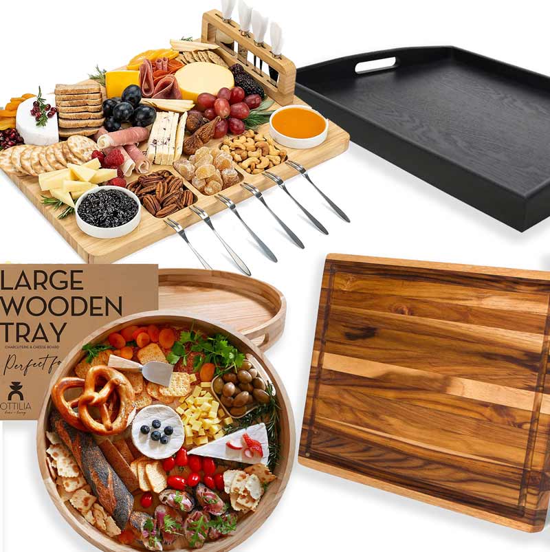 different trays for charcuterie boards