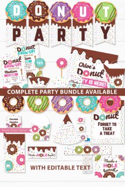 Donut Grow Up Party Birthday Party Printable Bundle, Donut Baby Girl or Boy, Donut Birthday Invitations and Donut Decorations, INSTANT DOWNLOAD Press Print Party