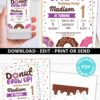 Donut Grow Up invitation Birthday Invitation Printable, Donut Baby Boy or Girl First Birthday Party Invitation, purple Sprinkles, INSTANT DOWNLOAD press print party