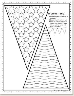 printable bunting to color -10 free coloring pages of the American flag for kids printables - Press Print Party