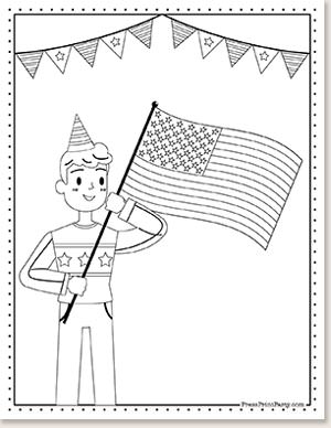 kid holding american flag 10 free coloring pages of the American flag for kids printables - Press Print Party