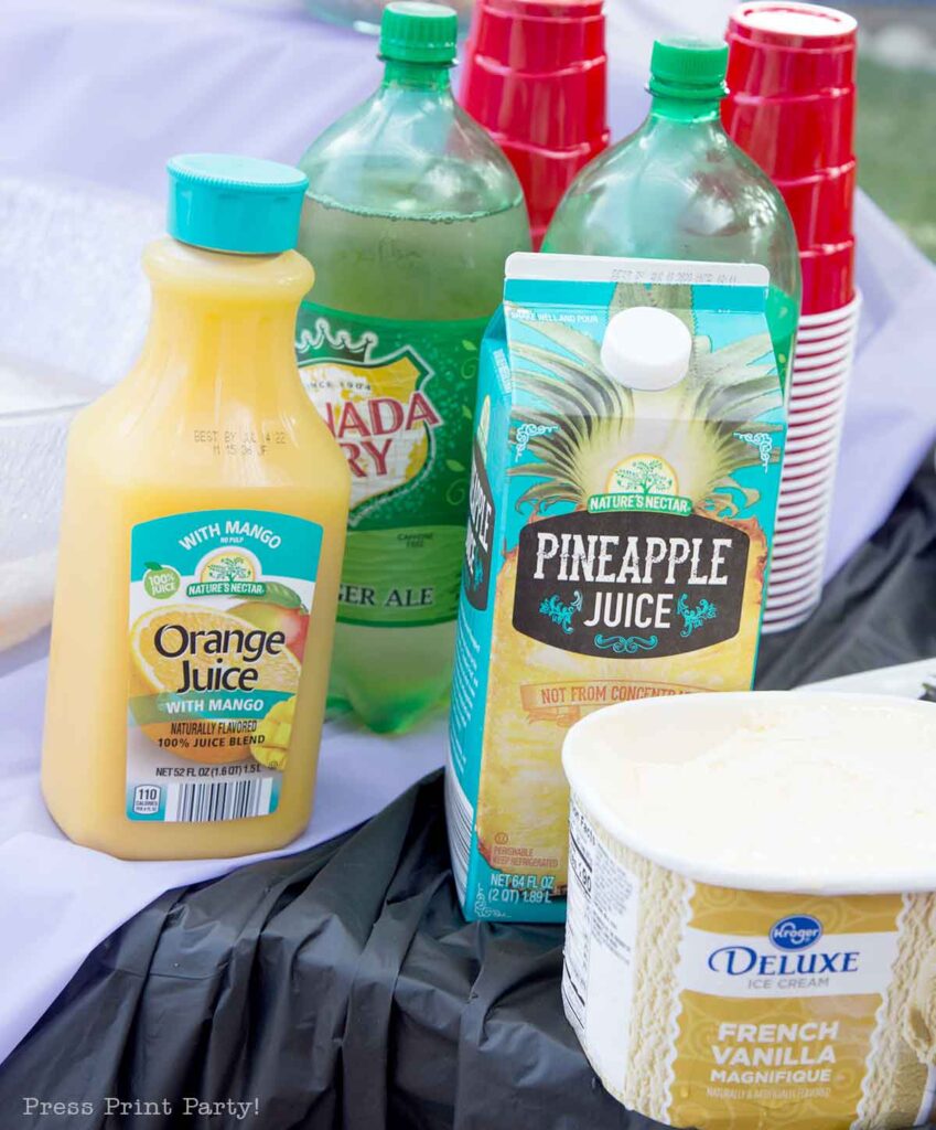 tropical punch with pineapple juice orange juice ginger ale ice cream the best party recipe for summer punch with 3 ingredients easy - Press Print Party