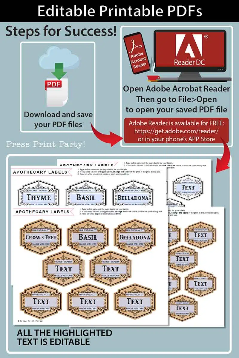 EDITABLE Apothecary Labels for Halloween Bottles