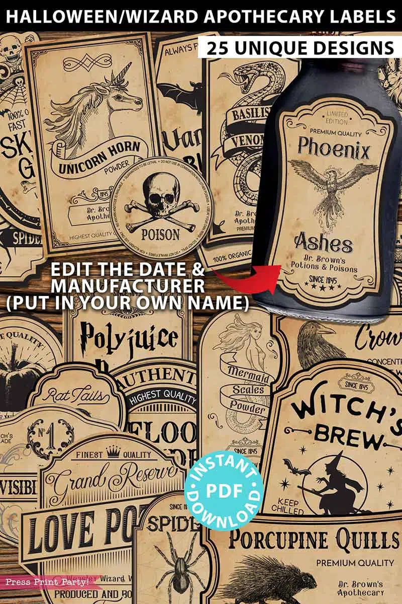 Halloween Apothecary Labels