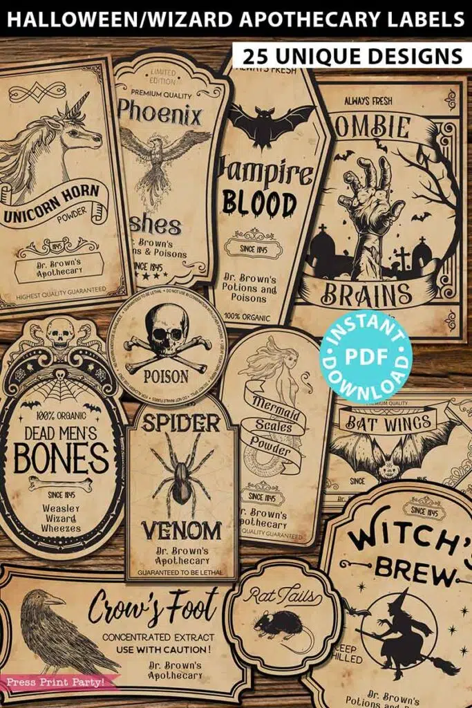 EDITABLE Apothecary Labels for Halloween Bottles