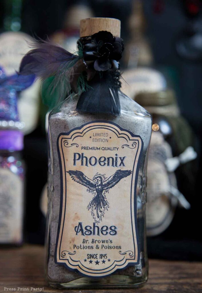 phoenix ashes - Halloween potion bottles diy harry potter potions and labels-how to make apothecary bottles- Press Print Party