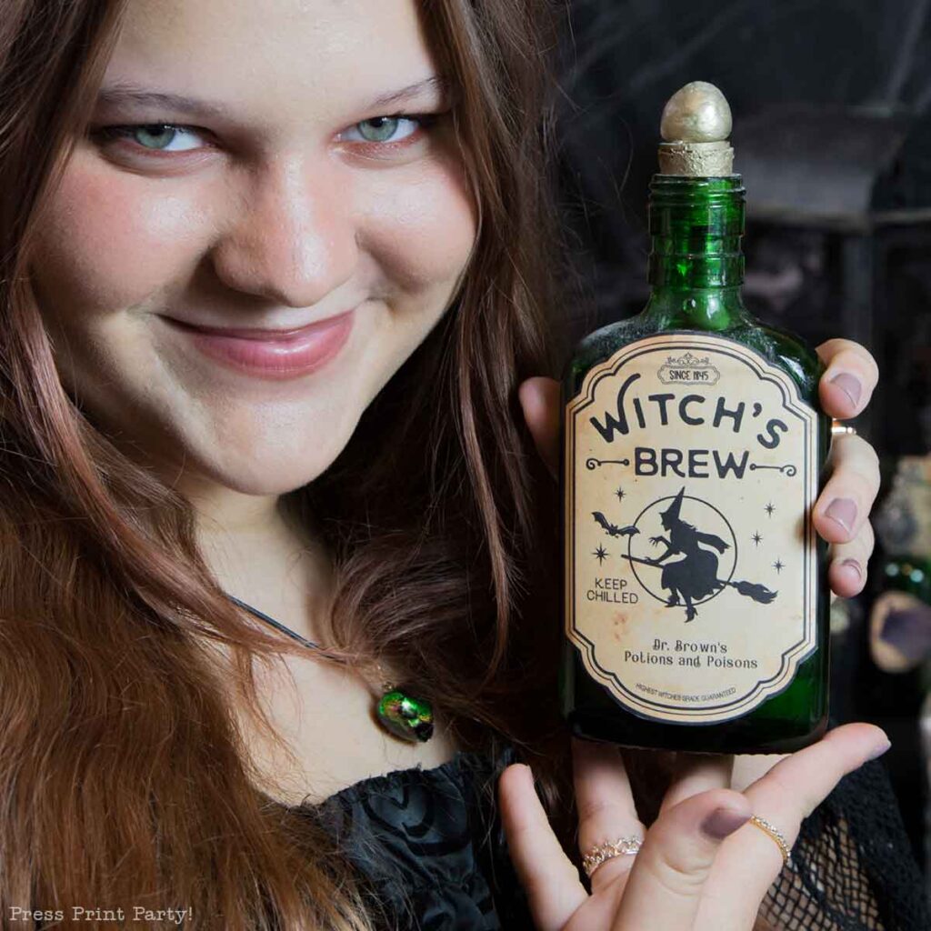 witchs brew potion - Halloween potion bottles diy harry potter potions and labels-how to make apothecary bottles- Press Print Party