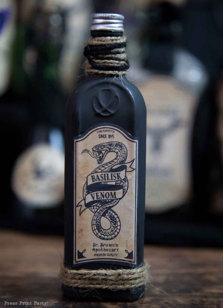 basilisk venom - Halloween potion bottles diy harry potter potions and labels-how to make apothecary bottles- Press Print Party