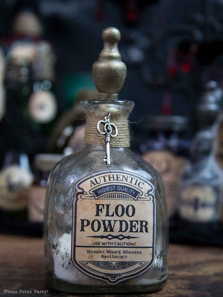 floo powder - Halloween potion bottles diy harry potter potions and labels-how to make apothecary bottles- Press Print Party