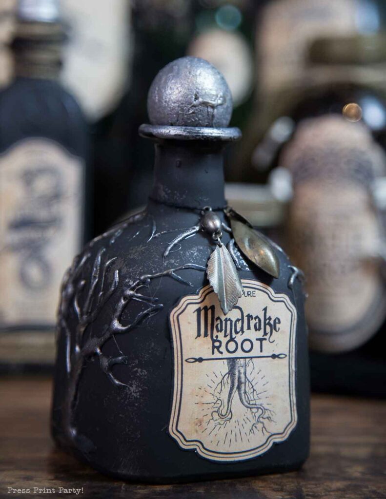 Mandrake root - Halloween potion bottles diy harry potter potions and labels-how to make apothecary bottles- Press Print Party