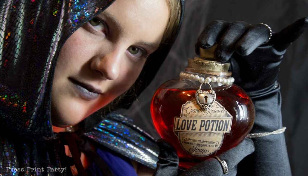 Love potion -Halloween potion bottles diy harry potter potions and labels-how to make apothecary bottles- Press Print Party